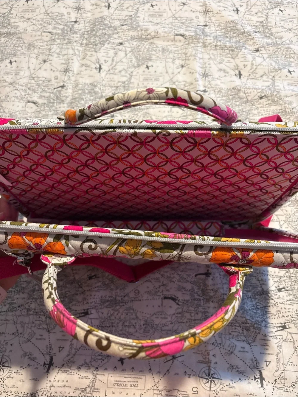Vera Bradley Floral Quilted Laptop Bag in Pink & Orange